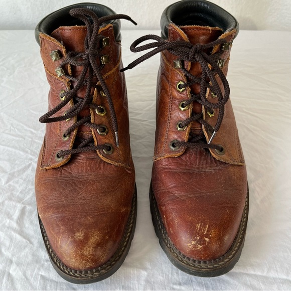 H.S. Trask Bison Leather mens brown lace up boots size 9.5 wide - Picture 14 of 16